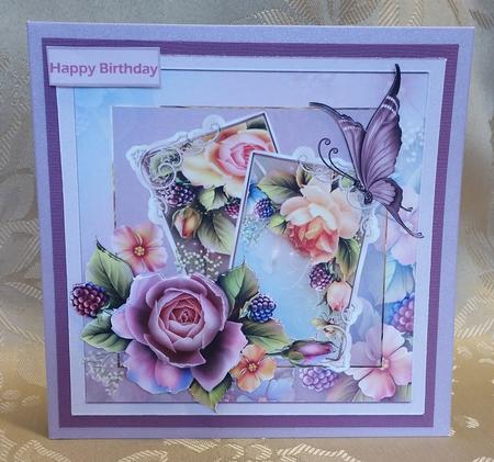 English Rose 7x7 Card with Decoupage by Deloraine Neubauer