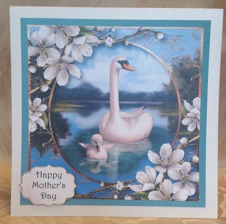 Mother & Baby Swan 8x8 Quick Topper by Deloraine Neubauer