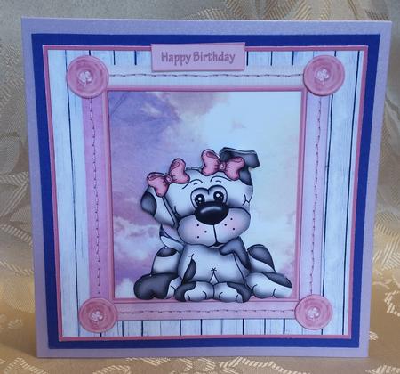 Macey the Puppy 7x7 Card with Decoupage by Deloraine Neubauer