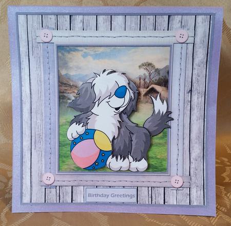 Shaggy Dog Mini Kit 7.5 Card with Decoupage by Deloraine Neubauer