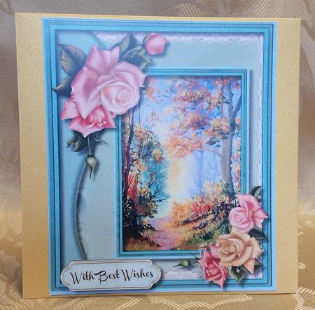 Beautiful Autumn Scene and Roses  by Deloraine Neubauer
