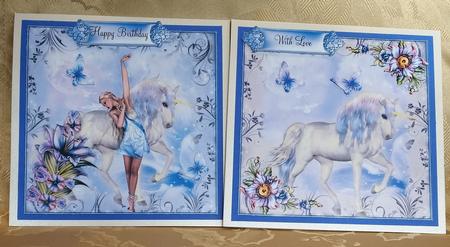 2xbeautiful Fantasy Unicorn Card Toppers by Deloraine Neubauer