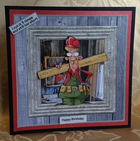 I Cut It Three Times and Still Too Short 8x8 Card with Decou by Deloraine Neubauer