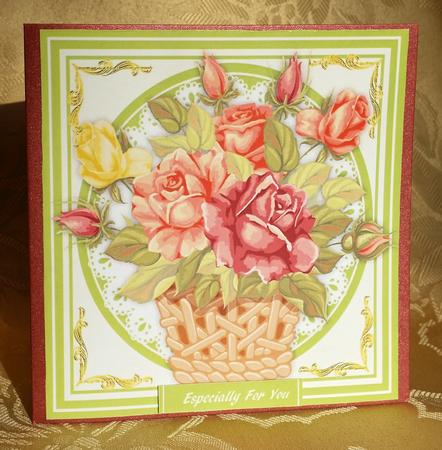 Beautiful Basket of Summer Roses  by Deloraine Neubauer