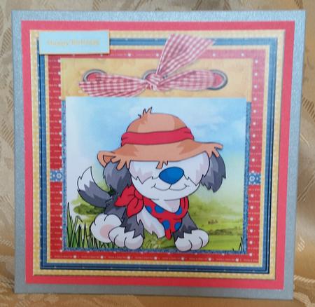 Dog in Fancy Dress 7x7 Card with Decoupage by Deloraine Neubauer
