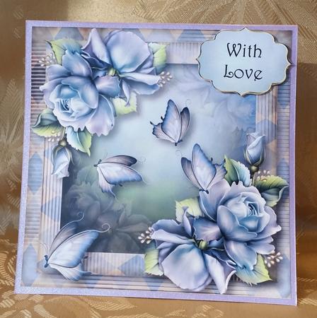Floral & Flutters - Blue Roses 8x8 Quick Topper by Deloraine Neubauer