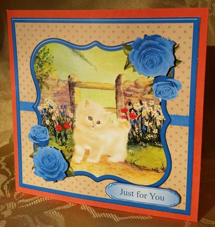 Delightful Kitten Card Topper & Decoupage by Deloraine Neubauer