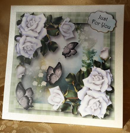 Floral & Flutters - White Roses 8x8 Quick Topper by Deloraine Neubauer