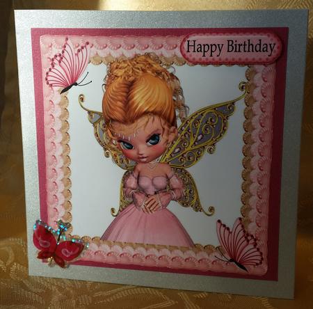 Pretty Faerie in Pink Icing Frame with Butterflies 8x8 by Deloraine Neubauer