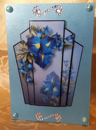 Art Deco Stacker - Beautiful Blue Iris by Deloraine Neubauer