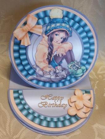 Girl with Puppy Round Easel Card Kit by Deloraine Neubauer