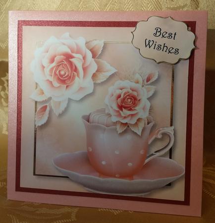 In the Pink - Rose Cup Cake 8x8 Quick Topper by Deloraine Neubauer