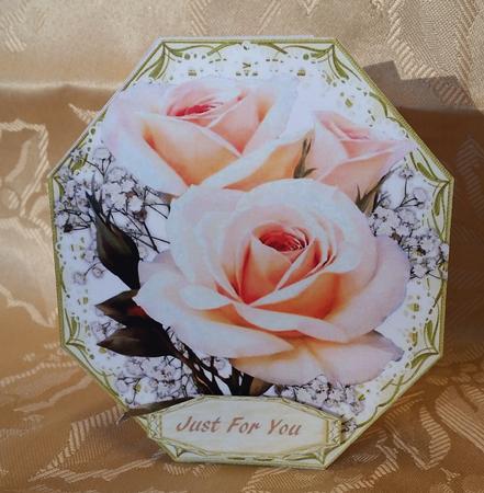 Lovely Octaonal Cream Roses , Print,cut, and Fold by Deloraine Neubauer