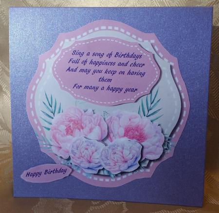 Beautiful Lilac Roses and Birthdaty Verse  by Deloraine Neubauer