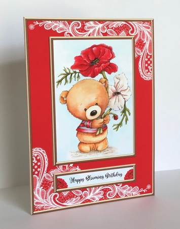 Happy Blooming Birthday - Teddy Bear by Deloris Thiede