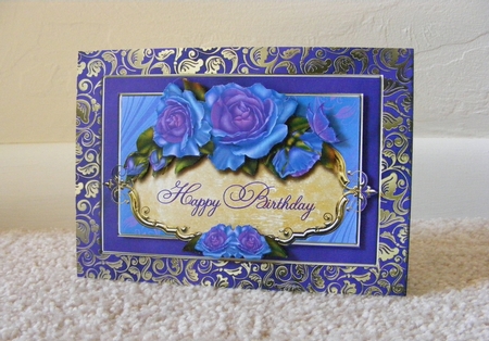 Elegant Roses - Happy Birthday Card by Deloris Thiede