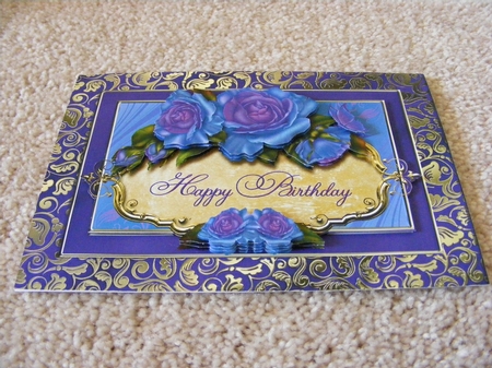 Elegant Roses - Happy Birthday Card by Deloris Thiede