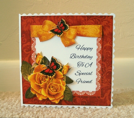 CU Yellow Roses & Vintage Butterfly by Deloris Thiede