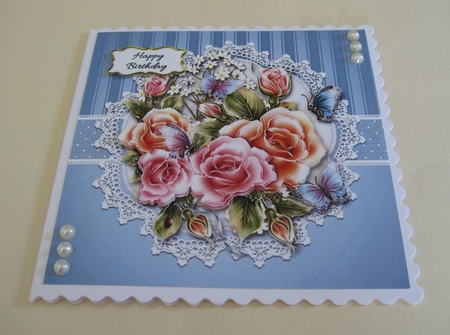 Beautiful 7 X 7 Floral Topper Plus Gift Tag (Blue) by Deloris Thiede