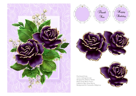 Gold Trim Rose Bouquet Kit-5 by Deloris Thiede
