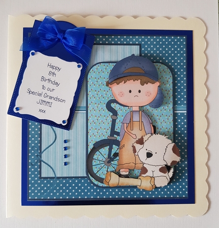Boy and His Dog Card Front with a Topper by Denise Barber
