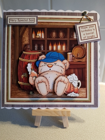BEER BELLY BEAR 8x8 Decoupage & Insert Mini Kit by Denise Barber