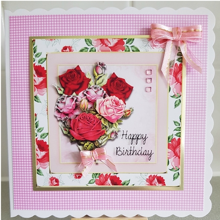 300dpi 6 x 6 ins topper & decoupage, Bunch of Roses for mothers day by Denise Barber
