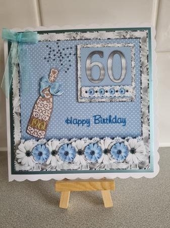 300dpi 6x6in Topper & decoupage - Birthday flowers and bubbly, age 50 and 60 Featured Gallery Photo