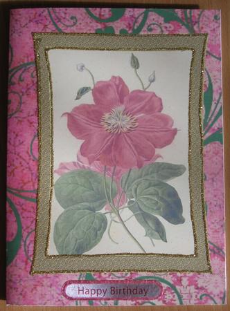 Single Pink Rose Curved Gold Card by Denise Bending