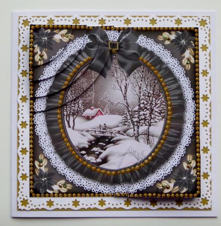 Winter Walk Ruffle 6in Duo Corner Stacker by Denise Bending