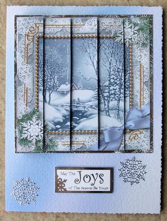 Blue Winter Walk Snow One Edge Side Stacker by Denise Bending