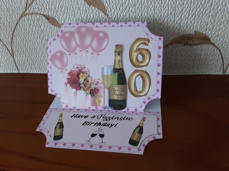 Pink age 60 Birthday easel topper and stopper(no base) by Denise Bentley
