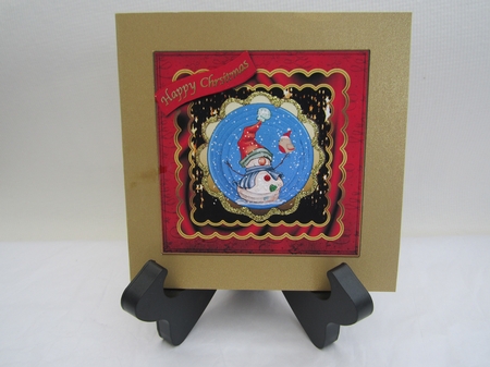 Snowman & Robin Pyramid Card  by Denise Lada