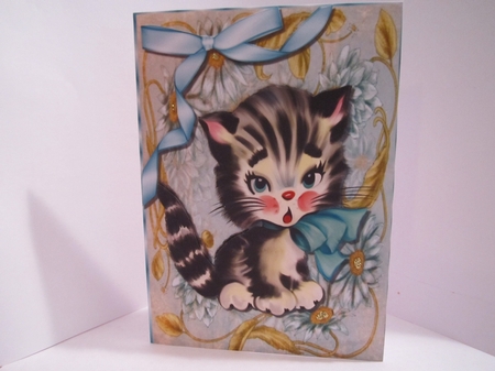 Cute Vintage Black & White Kitten A4 by Denise Lada