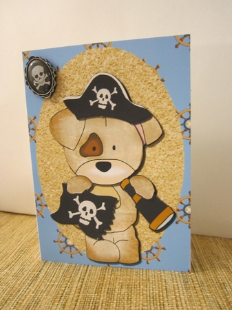 Pirate Dog with Telescope & Flag A4 by Denise Lada