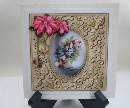 Embossed Holly - Candy Cane by Denise Lada