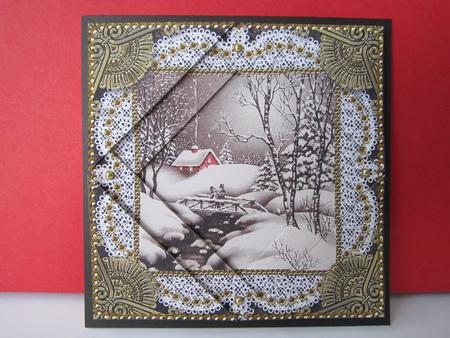 Christmas Snow Scene 5inch Triangle Edge Spiral Stacker by Denise Lada