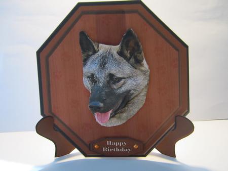 Norwegian Elkhound Plaque & Stand by Denise Lada