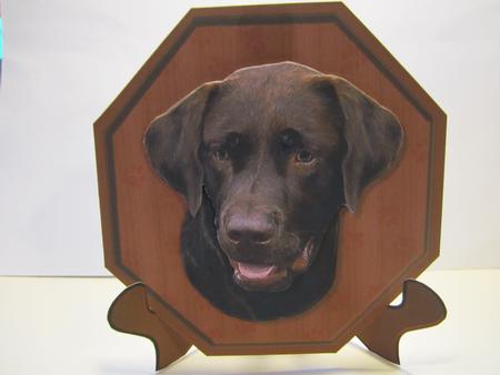 Labrador Retriever,chocolate,plaque & Stand by Denise Lada