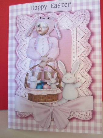 Easter Bunny Girl with Big Bow A4 by Denise Lada
