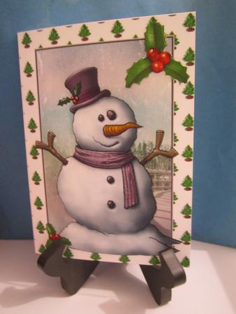Lovely Snowman with Holly A4 by Denise Lada