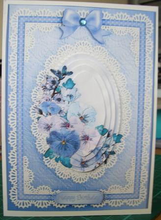 A5 Spring Flowers and Lace Quick Card with Pyramage by Denise MacLachlan