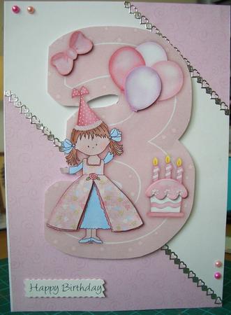 3 Today Little Princess Shaped Birthday Card by Denise MacLachlan