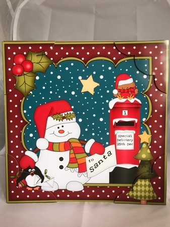 8 x 8 Christmas Snowman Oli's Santa Letter Scalloped Topper by Denise Mason