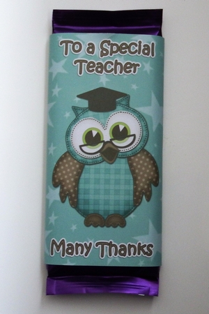 Hoot Wise Owl Thank You Teacher Chocolate Wrapper by Denise Clark