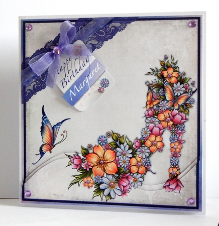 Floral Shoe Butterfly & Lace 8x8in Swirl Stacker by Denise Murray