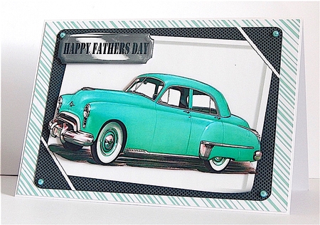 1949 Turq Oldsmobile Vintage Car in Frame by Denise Murray