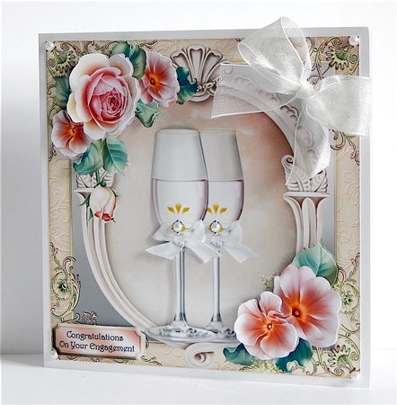 Champagne Flute's with Pink Flowers 8x8 Mini Kit by Denise Murray