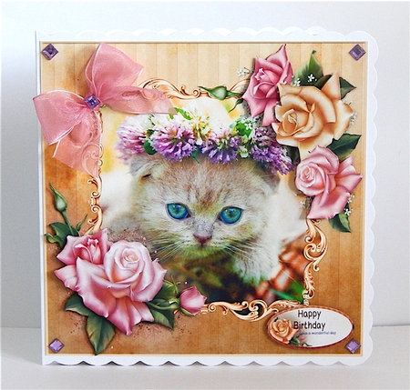 Cute Cat Cardtopper with Inlet 874 by Denise Murray
