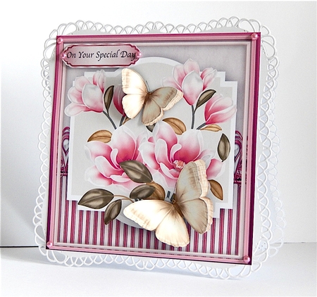 Beautiful Gold Flutters and Magnolias by Denise Murray